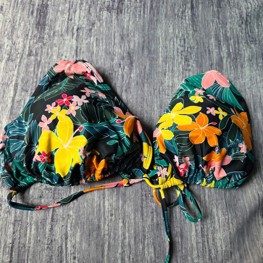 OLD NAVY Women's Plus Bikini Top Sz 3X Floral Adj Strap Tie Back Rmvbl Pads NWOT